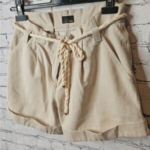 Fendi High Waist Cream Shorts with Rope Belt
